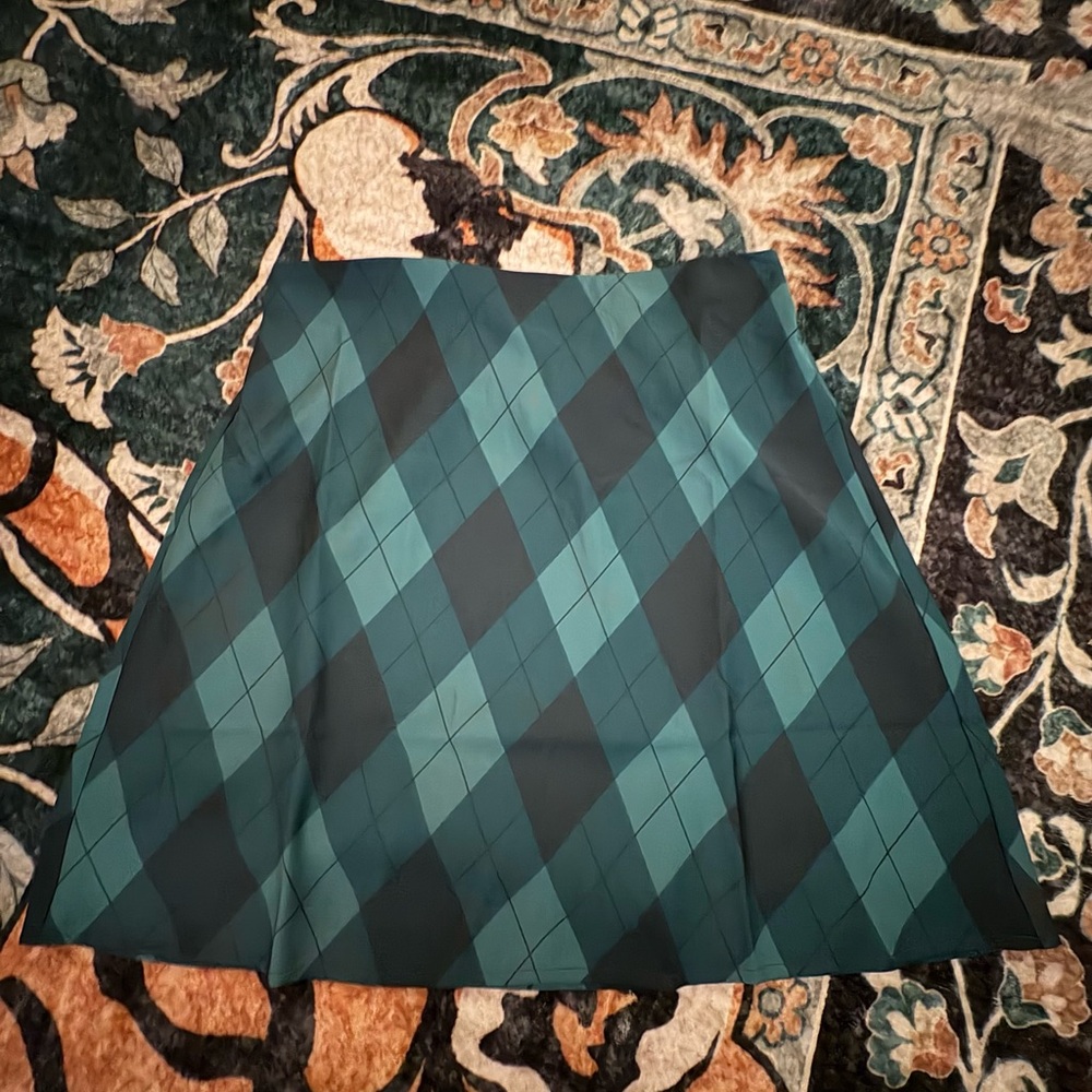 J. Crew Teal and Black Argyle Mini Skirt